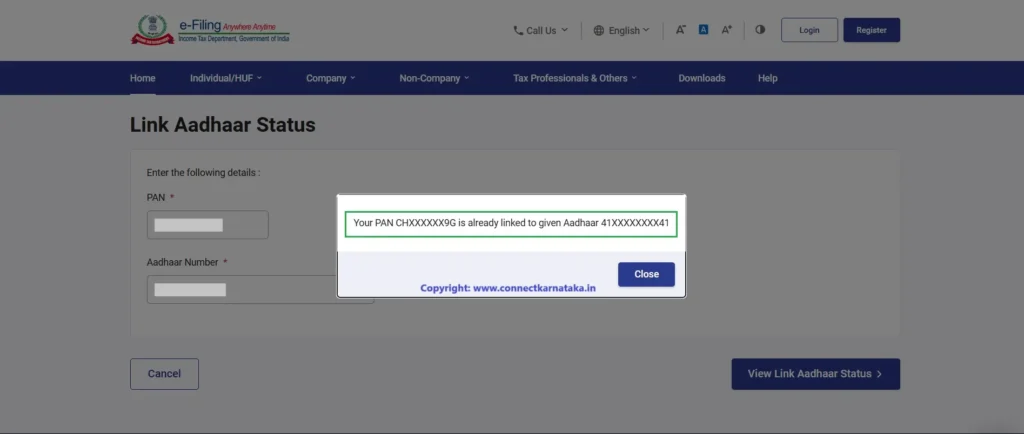 PAN To Aadhaar Link Status